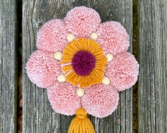 9" Pom Pom Flower | Pom Pom Daisy | Pink, Rose, Gold, Burgundy | Flower Wall Decor | Bedroom Decor | Dorm Decor | Nursery | Boho | Party