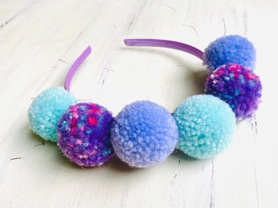 Pom Pom Headband | Purple, Blue, Pink | Hair Accessories  display picture 2