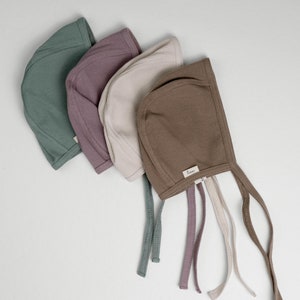 Gorro de bebé Gorro de algodón acanalado Gorro con cordones Pasteles neutros Niño Niña Accesorios para recién nacidos de TISU