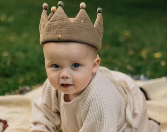 Birthday crown for baby toddler children party muslin soft celebrations first birthday king christmas