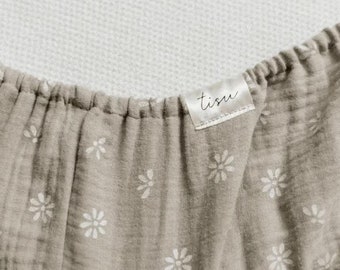 Baby Fitted Crib Sheet IKEA | Muslin Cotton oeko-tex Elastic Band | Spanbettlaken Babybett | Nursery Bedding Daisy Flower | Neutral Boy Girl