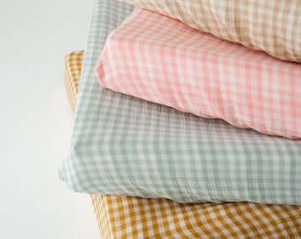 Luieraankleedkussen gingangruitpatroon katoenen baby-elastische band mousseline zacht aankleedkussen kinderkamer IKEA VADRA