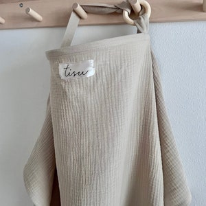 Light Oat nursing cover neutral modern muslin fabric for breastfeeding
