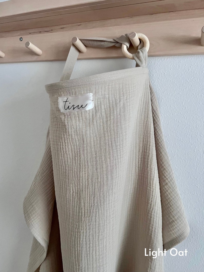 Light Oat nursing cover neutral modern muslin fabric for breastfeeding