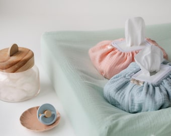 Diaper Changing Pad Neutral Pastels Matching Wet Wipes Cover Blush Baby Cotton Elastic Band Muslin Soft Changing station Nursery IKEA VADRA