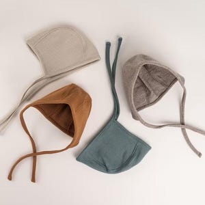 Gorro clásico tipo gofre para bebé, gorro con cordones, colores pasteles neutros, para niño y niña, accesorios para recién nacidos de TISU.