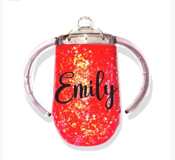 Personalized Sippy Cup Tumblers Glitter Sippy Cup 10oz Personalized Sippy Cup Baby Girl Toddler Cup 1st Birthday Gift Custom Sippy Cup Gift