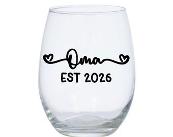 Oma Est 2026 Wine Glass Oma Wine Glass New Oma Gift Oma’s Wine Glass Oma Cup Gifts for Oma 20oz