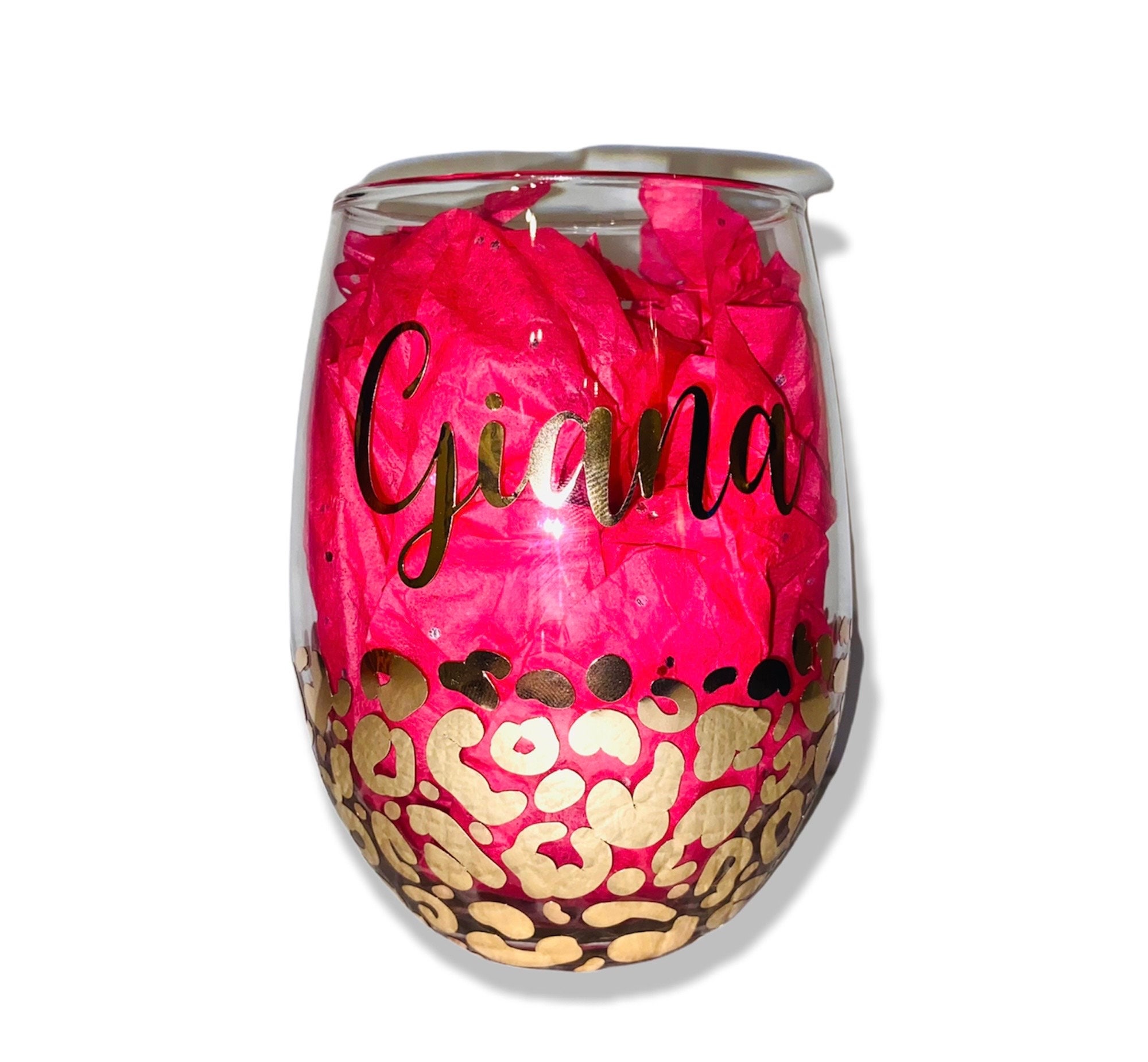 Leopard Heart Jeweled Stemmed Wine Glass - Miche Designs and Gifts