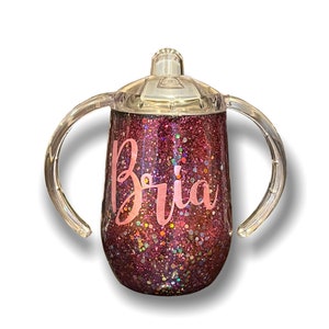 Custom Sippy Cup Girl Sippy Cup Glitter Purple Sippy Pink Sippy Personalized Baby Gift Toddler Cup 1st Birthday Girl Baby Wine Cup 10oz