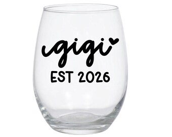 Gigi Est 2026 Wine Glass Gigi Wine Glass New Gigi Gift Gigi’s Wine Glass Gigi Cup Gifts for Gigi Stemlesss 20oz Wine Glass Gift for Mom Gigi