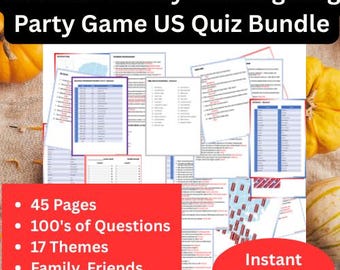 Thanksgiving Trivia Party Game-bundel: honderden vragen (digitale download)