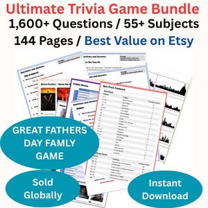 ¡El mejor quiz/trivia! La mejor relación calidad-precio en Etsy. Más de 1600 preguntas, más de 55 temas. Crea tu propio quiz y juego de desafío al instante.