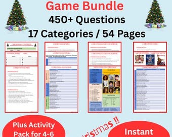 Bundel kerstquiz en games, 450+ vragen (digitale download)