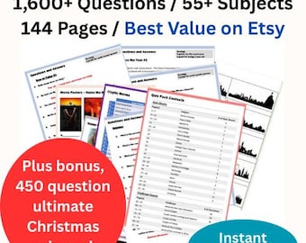 Ultimate Trivia Quiz Bundle: 1600+ Questions, 55+ Subjects + Bonus 54 page Christmas Games Pack