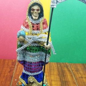 13&quot; Santa Muerte Statue 7 Colors Holy Death Grim Reaper Siete Potencias Figure
