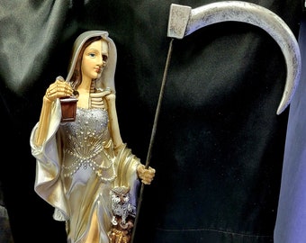 Santa Muerte 12" Statue  Mitad Mujer Holy Death Grim Reaper Skull Half Woman