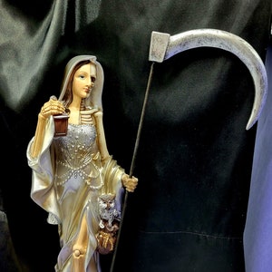 Santa Muerte 12&quot; Statue  Mitad Mujer Holy Death Grim Reaper Skull Half Woman