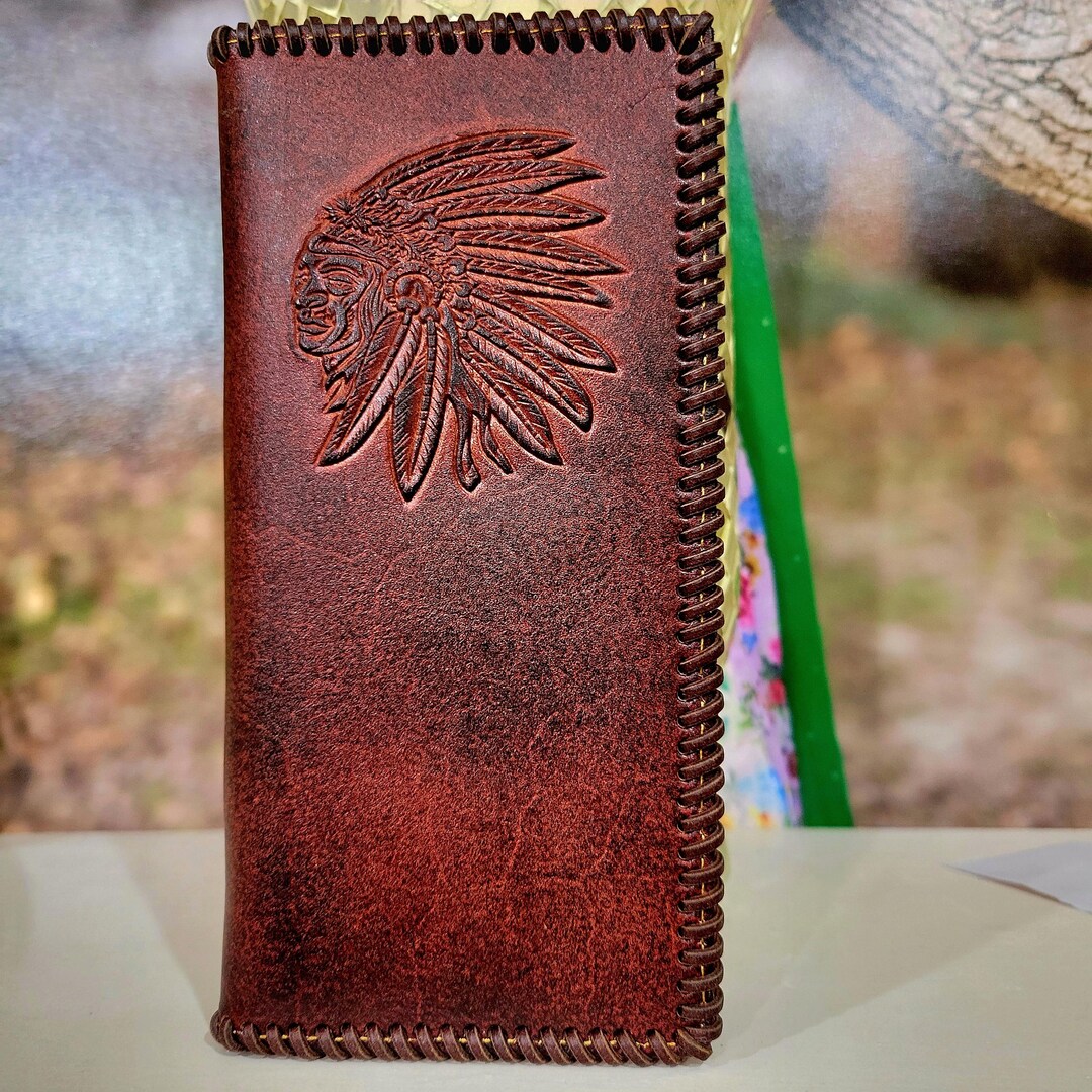 Native American Western Wallet Rodeo Cowboy Real Leather Bifold ...