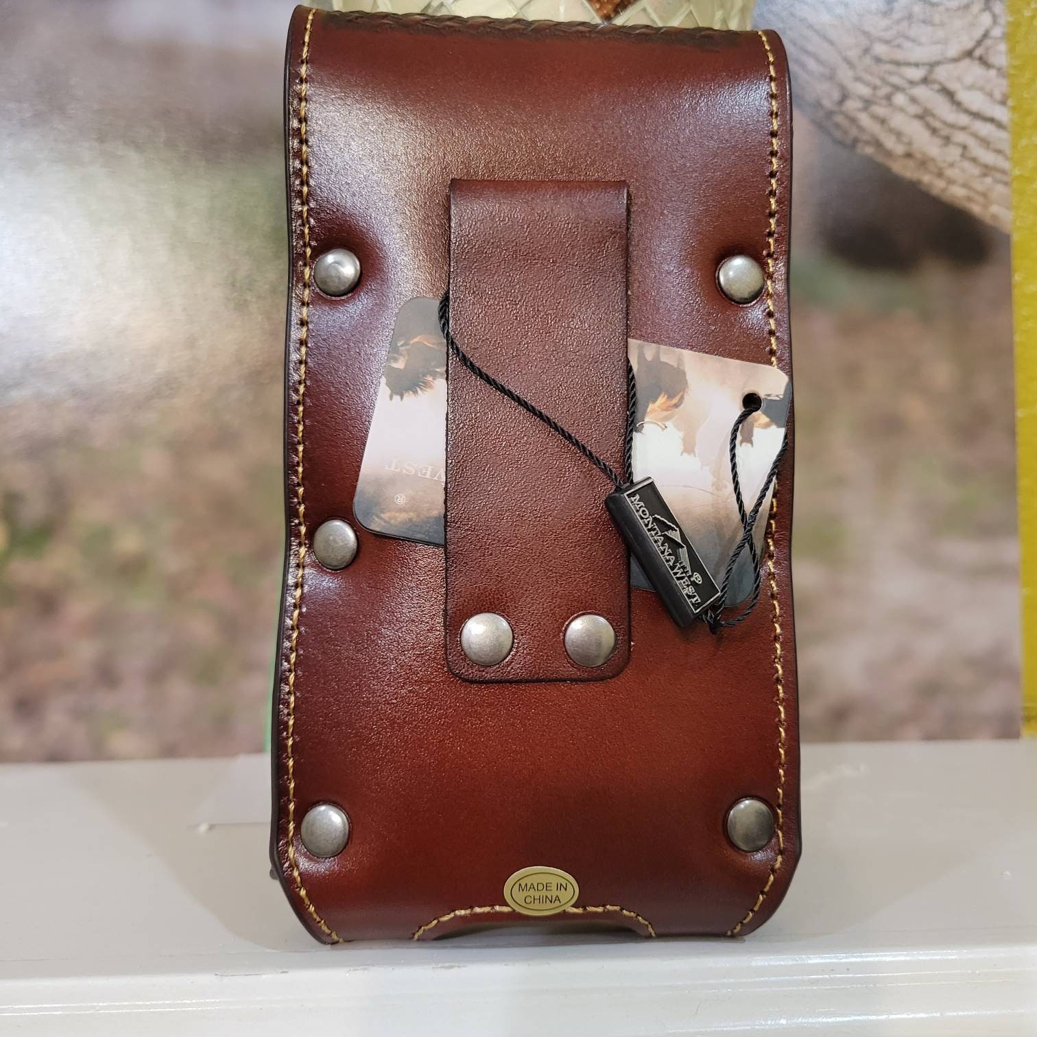 Western Genuine Leather Belt Loop Phone Holster Brown Basket Etsy