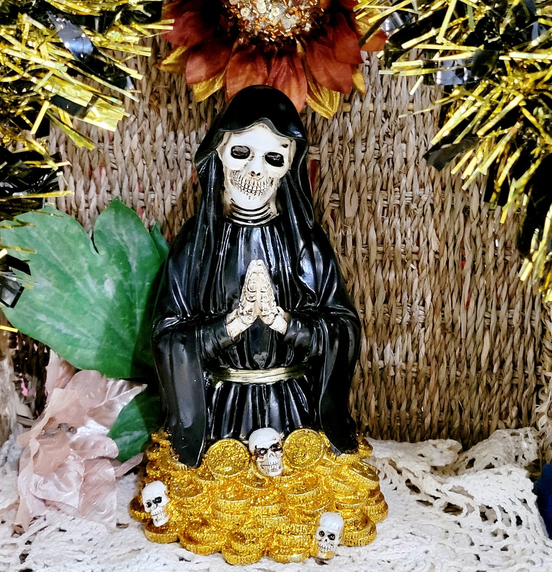 Collana Con Ciondolo Holy Saint Death In Acciaio Inossidabile Santa Muerte Grim Reaper Donna Uomo Gioielli Con Teschio Falce Vintage Color Argento - Foto 13
