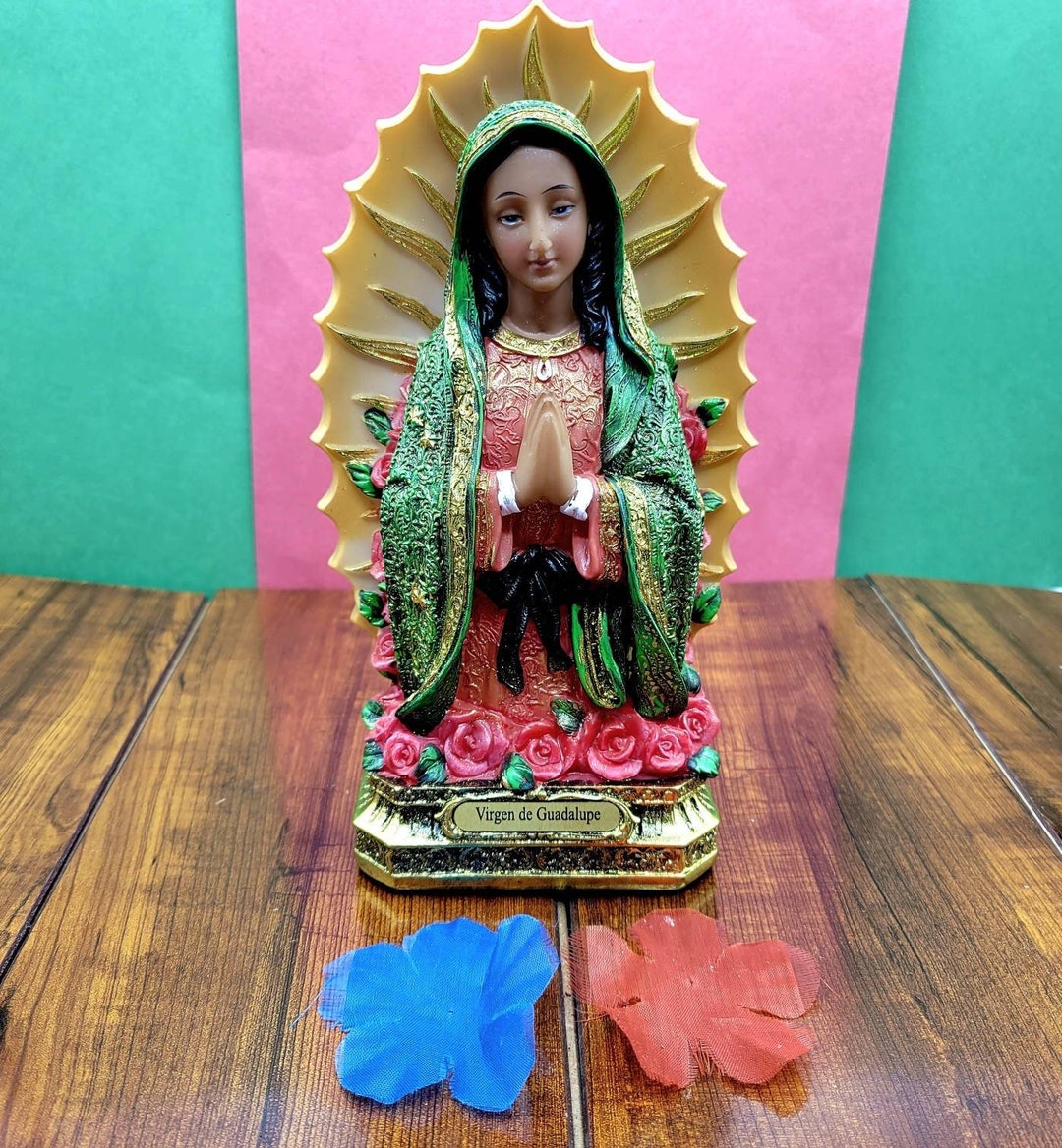 Virgen De Guadalupe Statue Figurine Sculpture 8 Inch Resin Etsy
