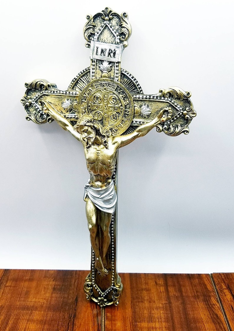 INRI Jesus Cross Crucifix Gold Tone Religious Wall Hanger 12 Inch - Etsy