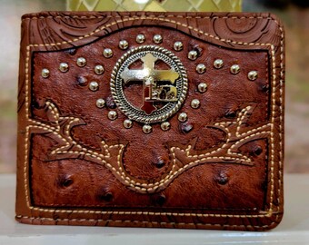Western Wallet Cross Praying Cowboy Personalized wallet religious short bifold brown faux leather embossed with embroidery laser engraveable