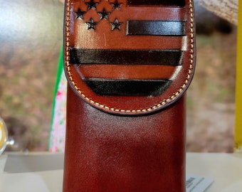 Western Cell Phone Holder Holster  genuine Leather Belt Loop American Pride