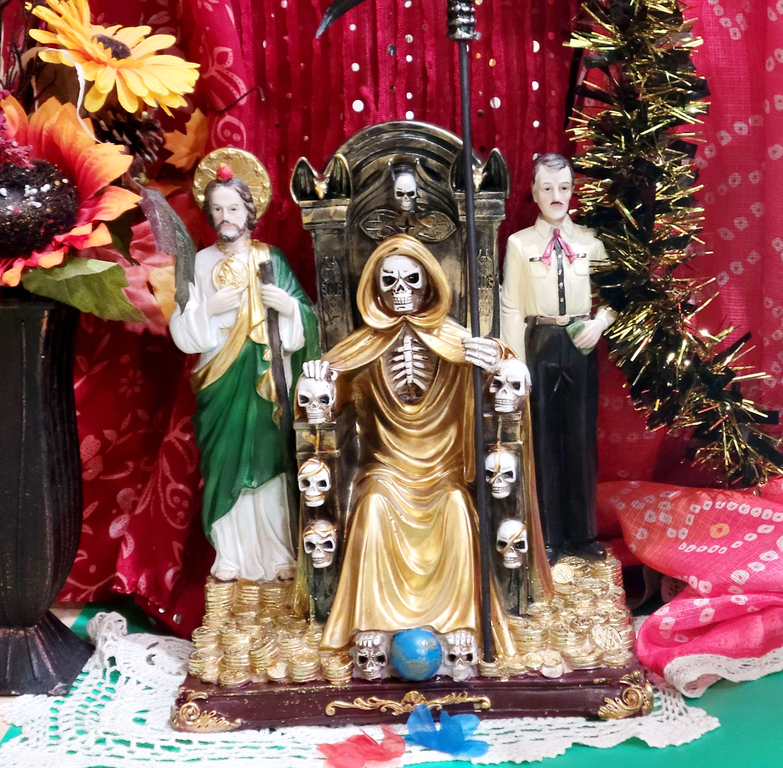 7467【未組み立て】775 サンタ・マリア号 1/50スケール 780mm Santa Muerte Statue With Jesus Malverde & San Judas Gold Grim