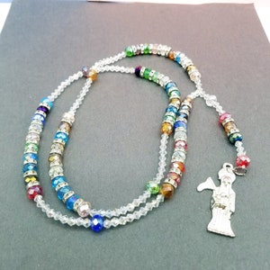 Santa muerte Rosario Holy death rosary multicolor Crystal & Rhinestone  shiny,