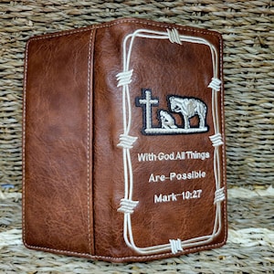 Cartera de vaquero personalizada con cruz en oración para hombre, estilo western, con dos compartimentos para cheques, de piel sintética, para vaqueros, estilo rodeo, regalo religioso para cualquier ocasión