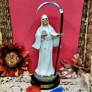 White SANTA MUERTE statue 9 inch Holy Death Grim Reaper santisima muerte