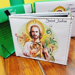 San Judas tadeo wallet st jude bi-fold wallet Cartera, faux leather Handcrafted in gift box