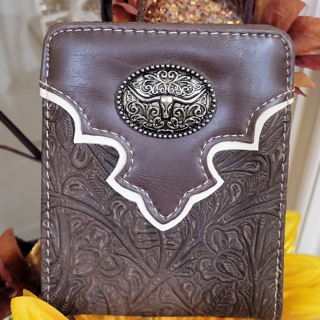 Personalizable Longhorn Mens Wallet Cowboy Texas Style Western Bifold ...