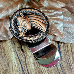 Western money clip horse head money clip  metal rose tone money clip gift item collectible for all occasions