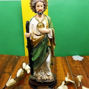Saint Jude Statue Glitter Figure San Judas Tadeo Statue Imagen San Judas Tadeo Estatua shiny 12 inch religious figurine