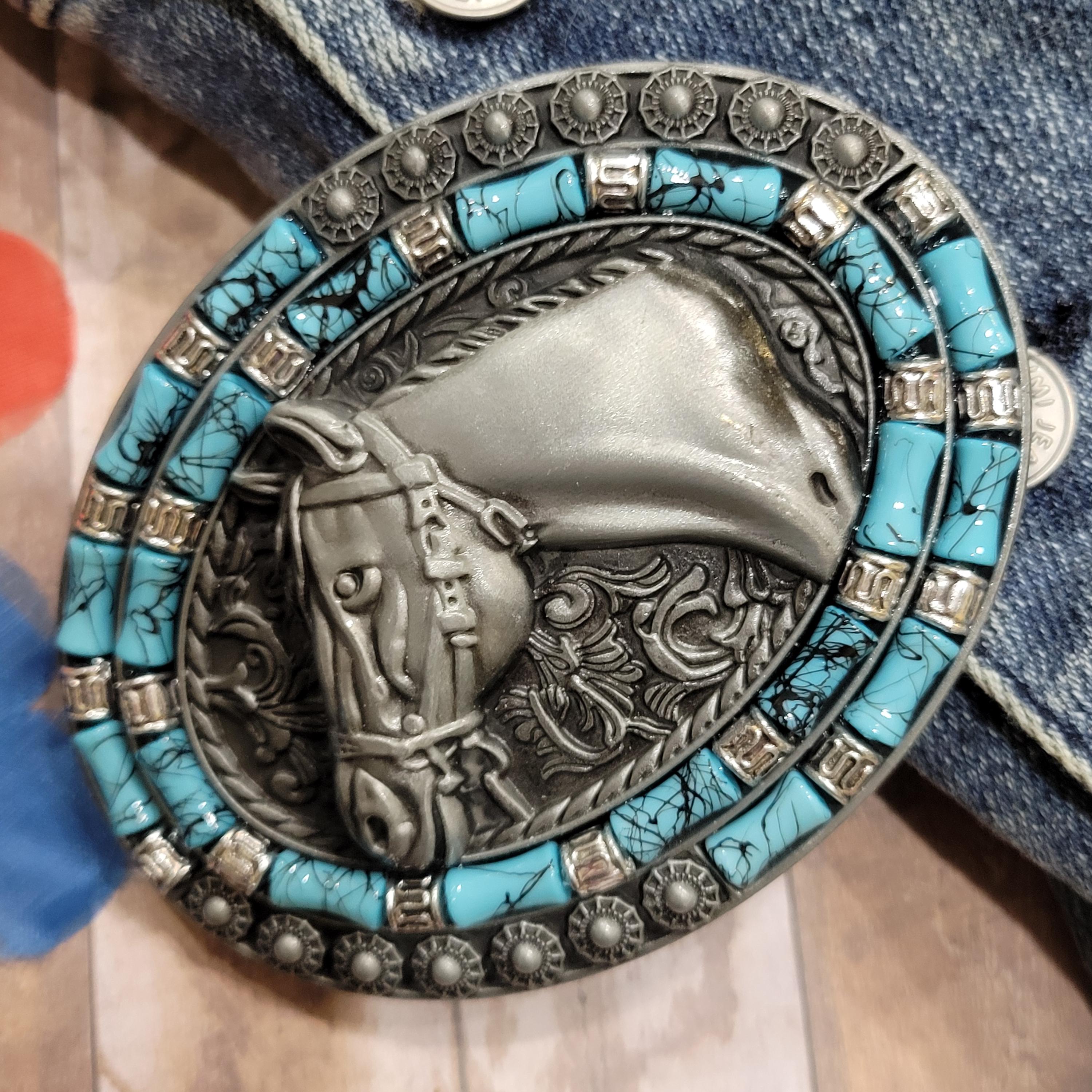 Turquoise Belt Buckle Set Western Turquoise Flower Belt
