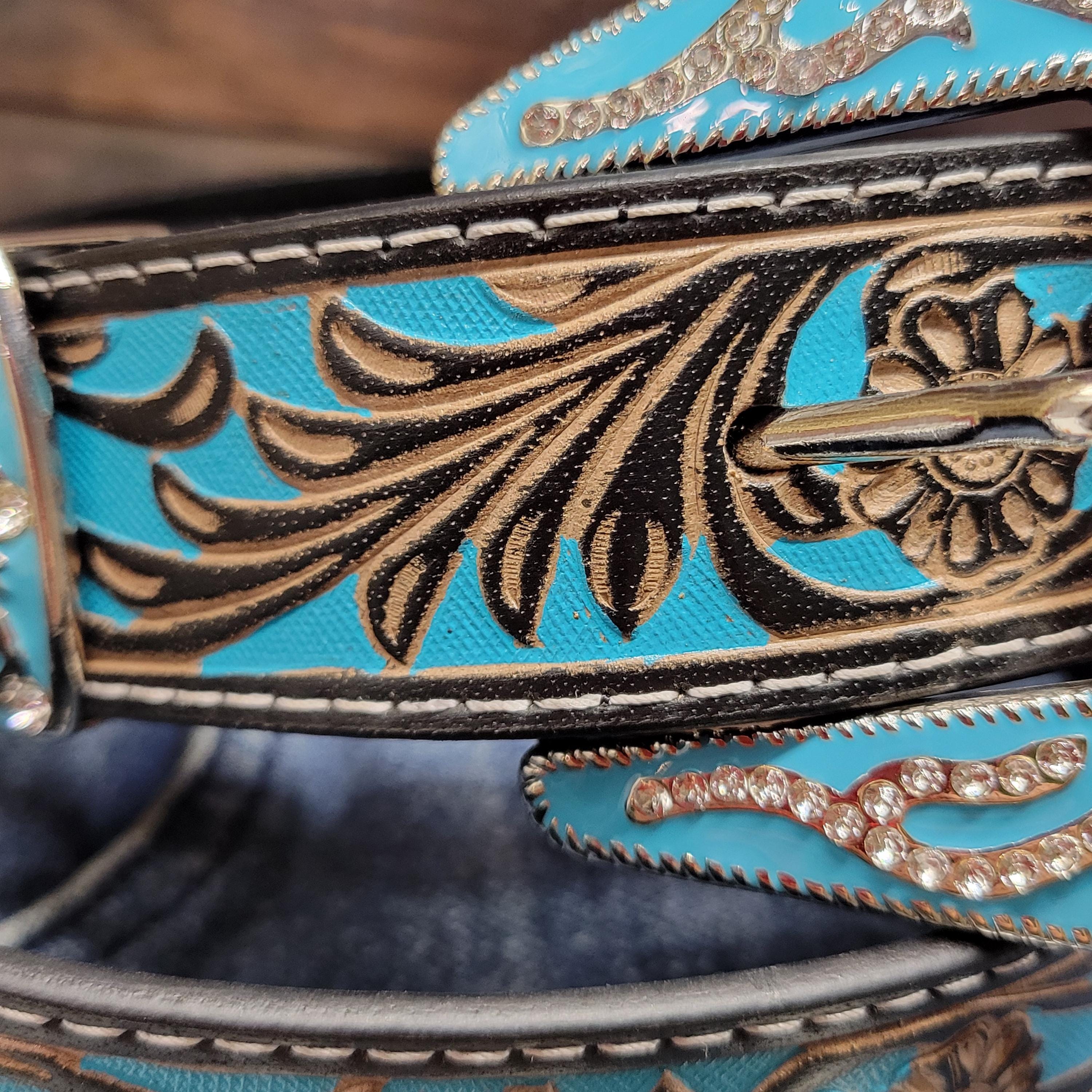 Cowgirl Western Rodeo Festival Rave Geninune Leather Turquoise Stone Belt Voenkca Western-Belt Woman Turquoise-Cowgirl-Belts for Jeans  main image 2