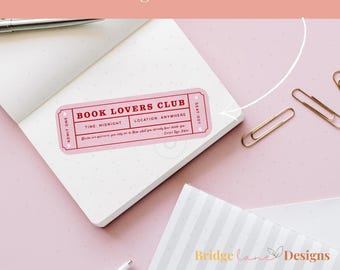 Digital Vintage Theatre Ticket Bookmark: Book Lovers Club (Printable PDF & Bookmark SVG)