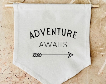 Organic Cotton 'Adventure Awaits' Banner | Kids Room Decor