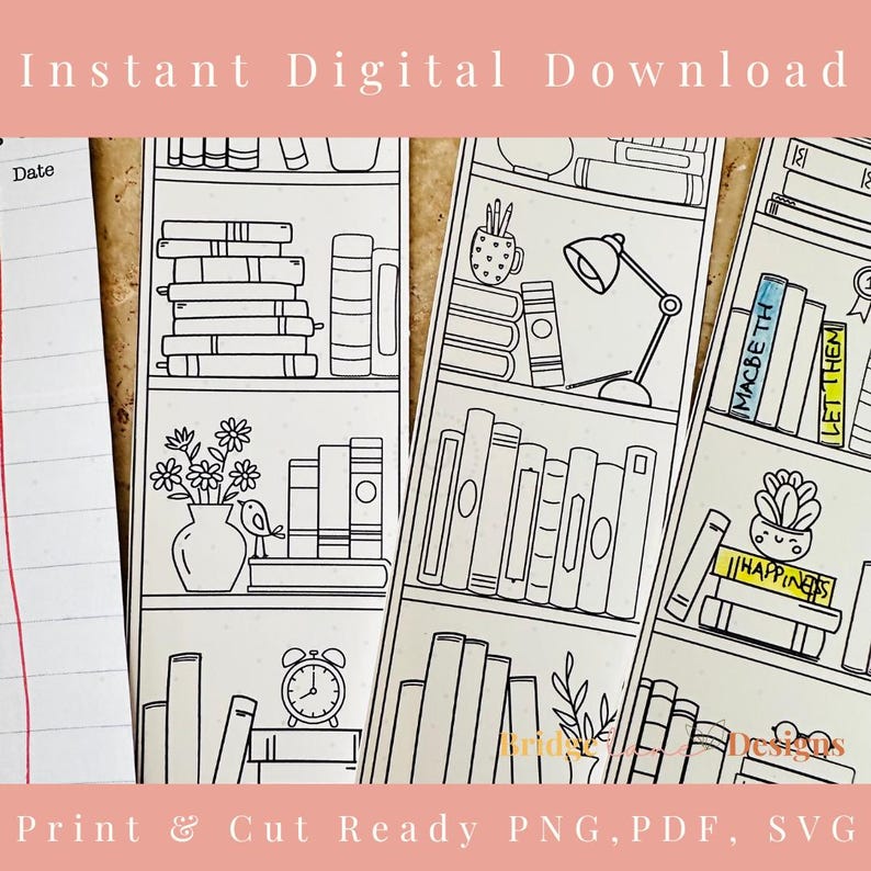 Colouring Bookshelf Bookmark Tracker: Printable Reading Log (PDF, PNG ...