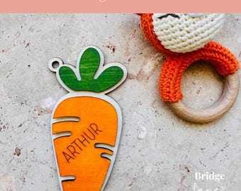 Carrot Shaped Easter Basket Name Tag | Custom Key Tag, Ornament or Keepsake SVG (Digital Download)