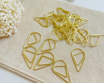 Gold Raindrop Paperclips, Wedding Stationery, Scrapbook, Invitation Clip, Event Decor, Teardrop Paperclips