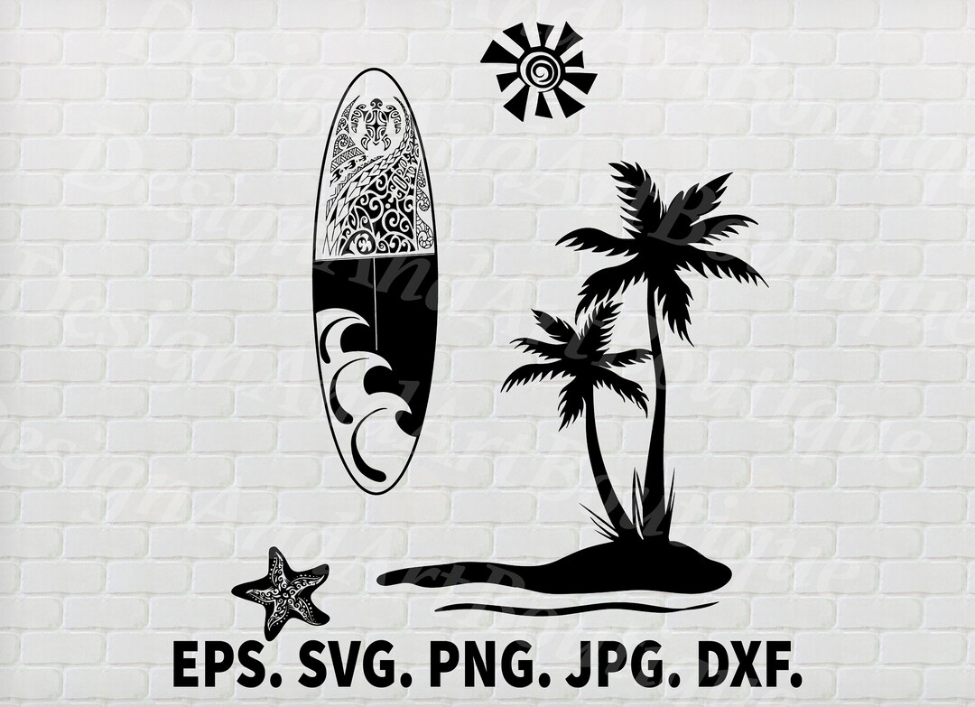 Island Surfboard Vector, Eps, Svg,png,dxf Etsy