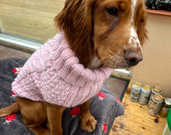 Hand Knitted Cable Sleeveless Dog Jumper/Sweater for Dogs and Puppies - Personalise