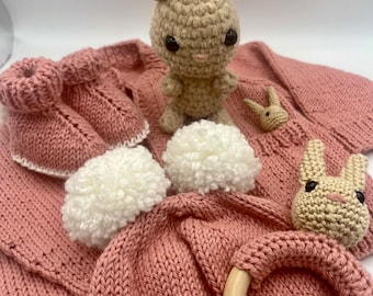 Hand Knitted Bunny Rabbit Clothing Set - Baby