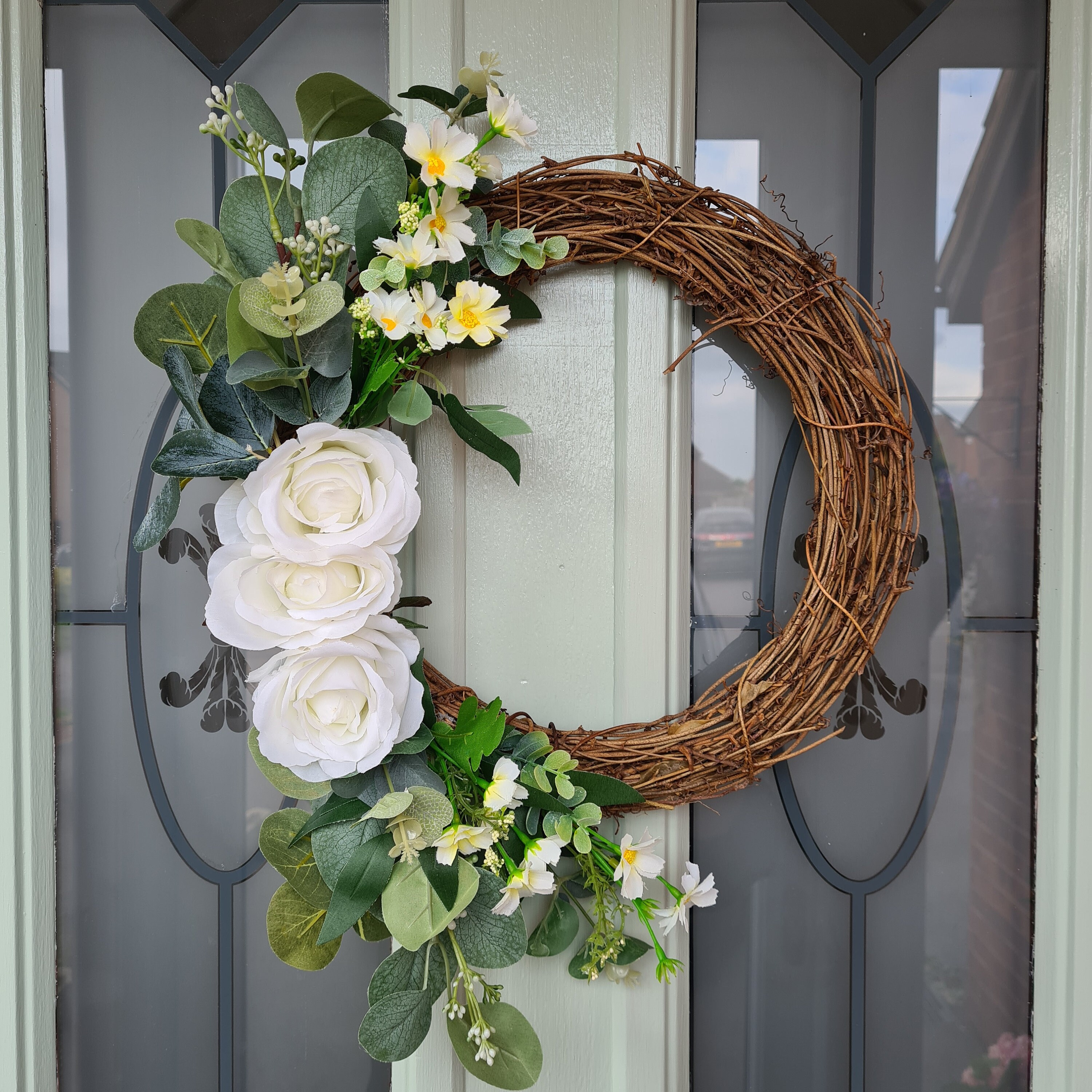 White rose wreath Etsy