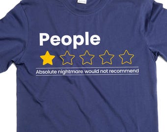 Camiseta social divertida para personas introvertidas, reseña sarcástica y divertida.