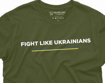ウクライナ人のように戦え Tシャツ ウクライナ支援旗 メンズ Tシャツ トライデント ZSU 陸軍愛国心 Tシャツ